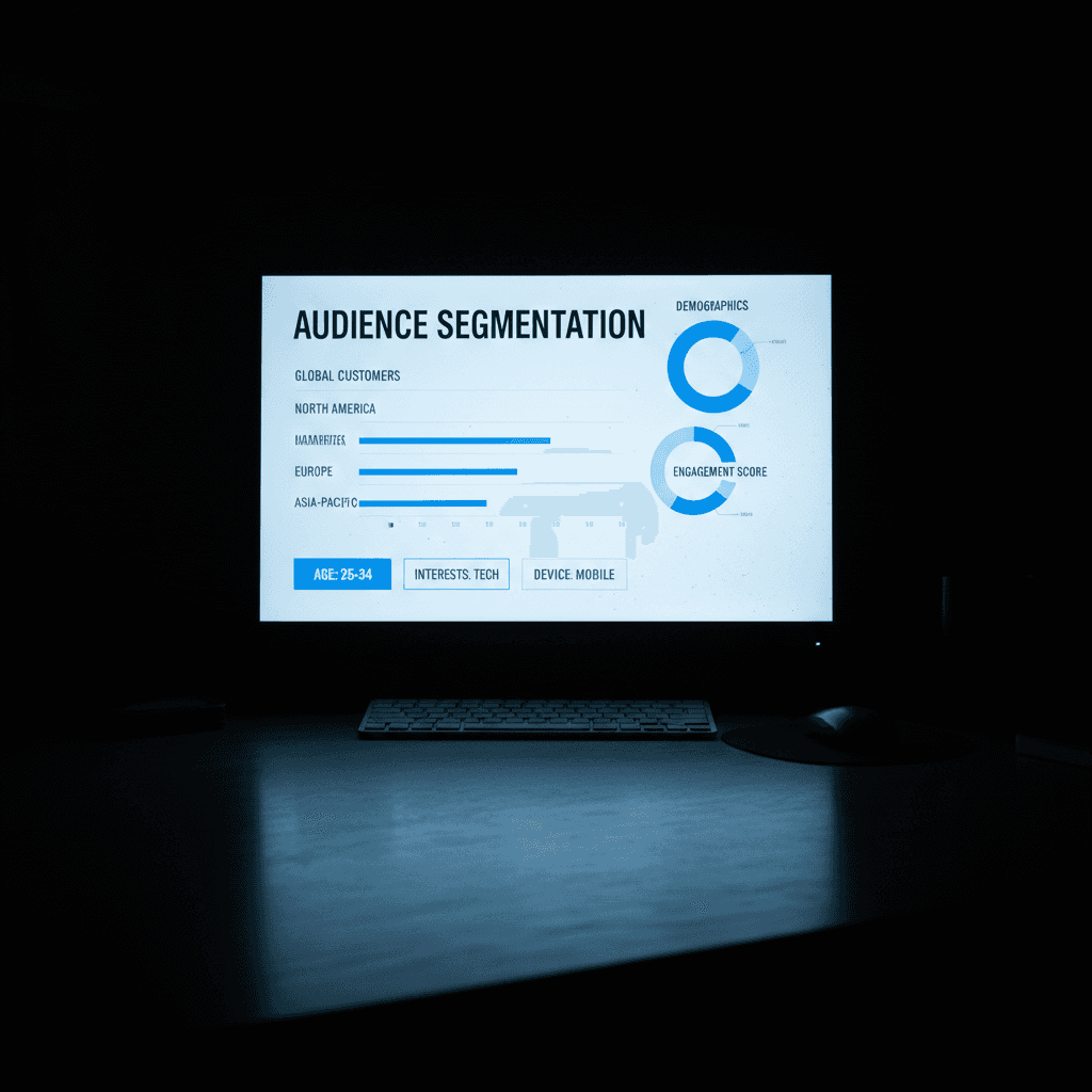 Audience segmentation dashboard on screen
