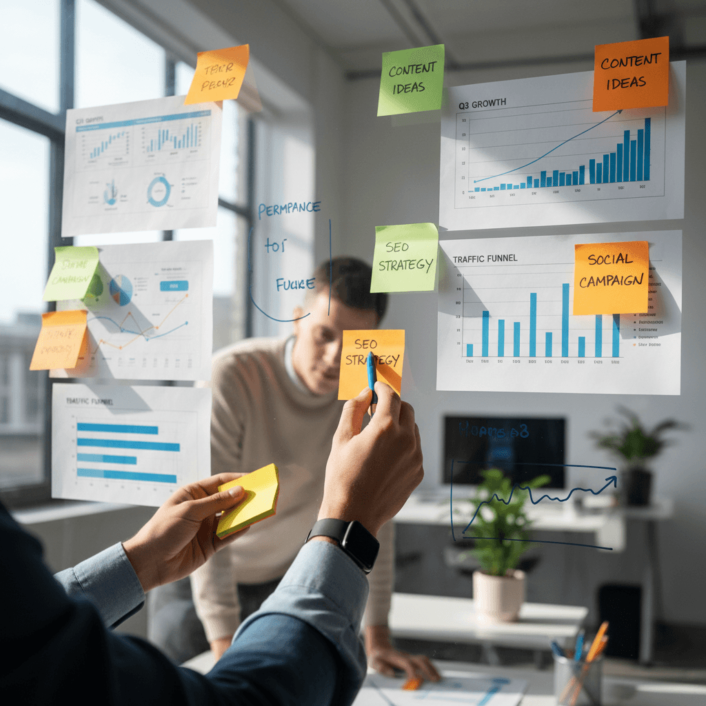 Marketing strategist planning audience intelligence session